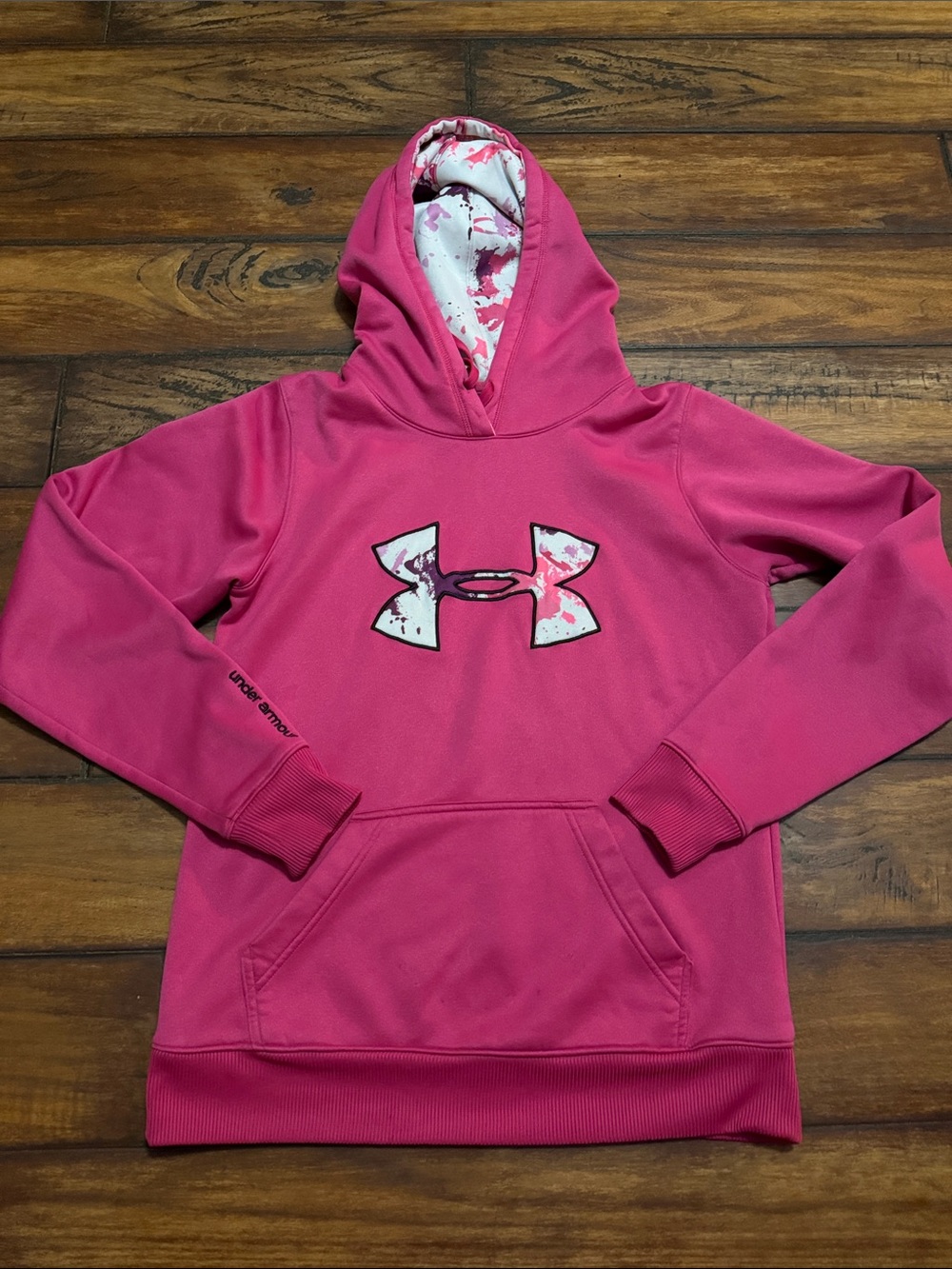 Under Armour Bright Pink Hoodie with Matching Front Logo & Inside Hoodie